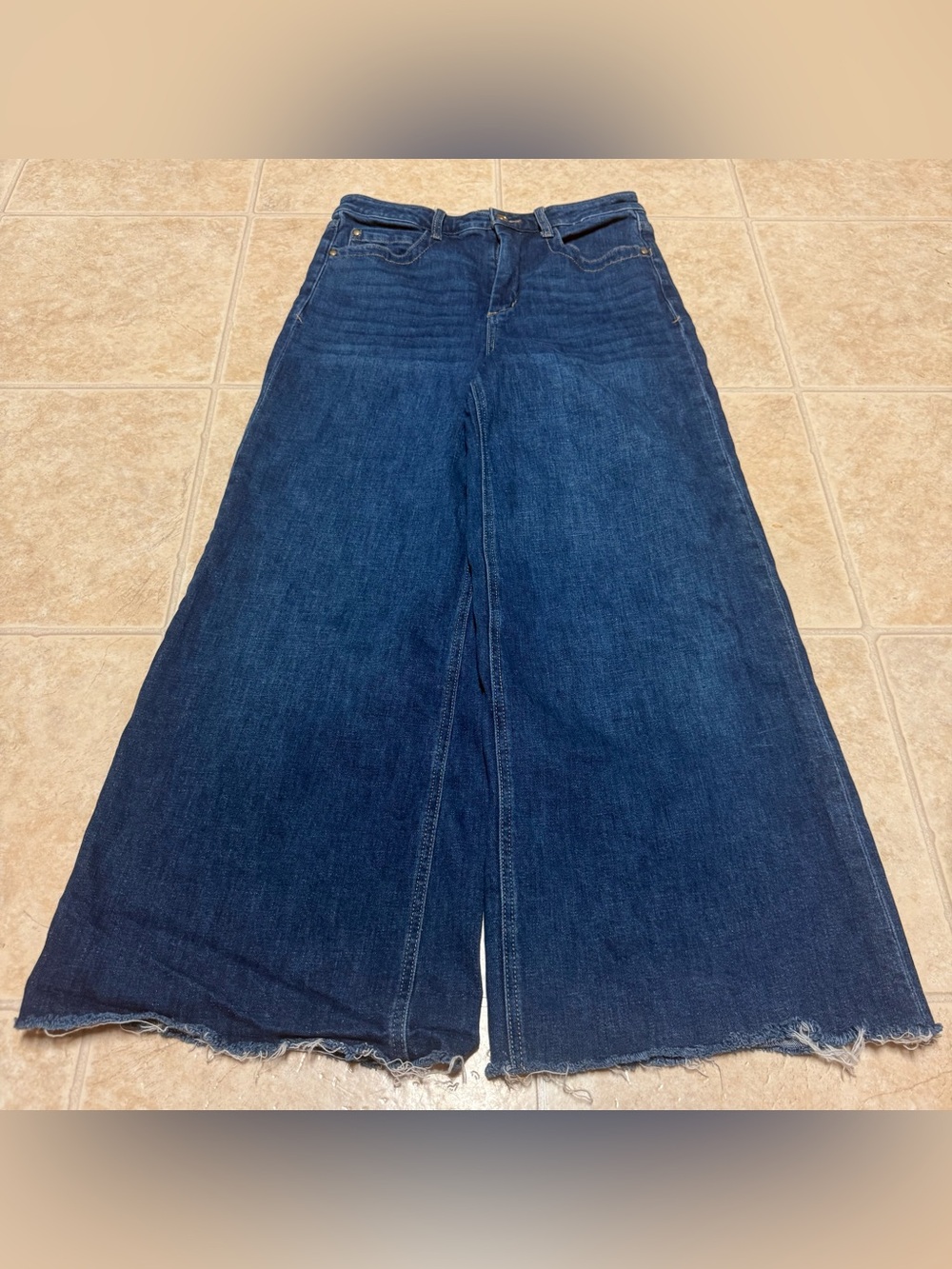 Maeve Anthropologie High-Rise Palazzo Jeans Dark Wash Wide Leg Denim Size 29